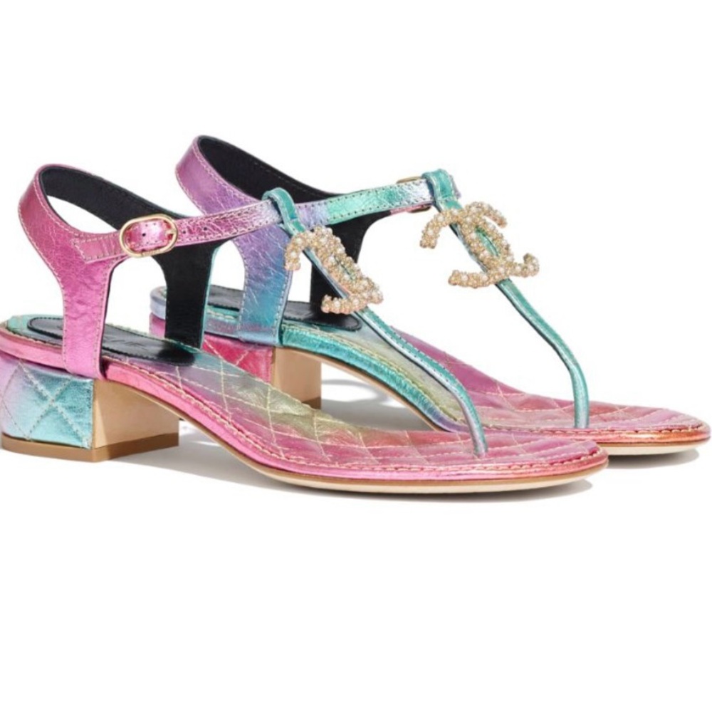 Chanel multi color CC Sandals